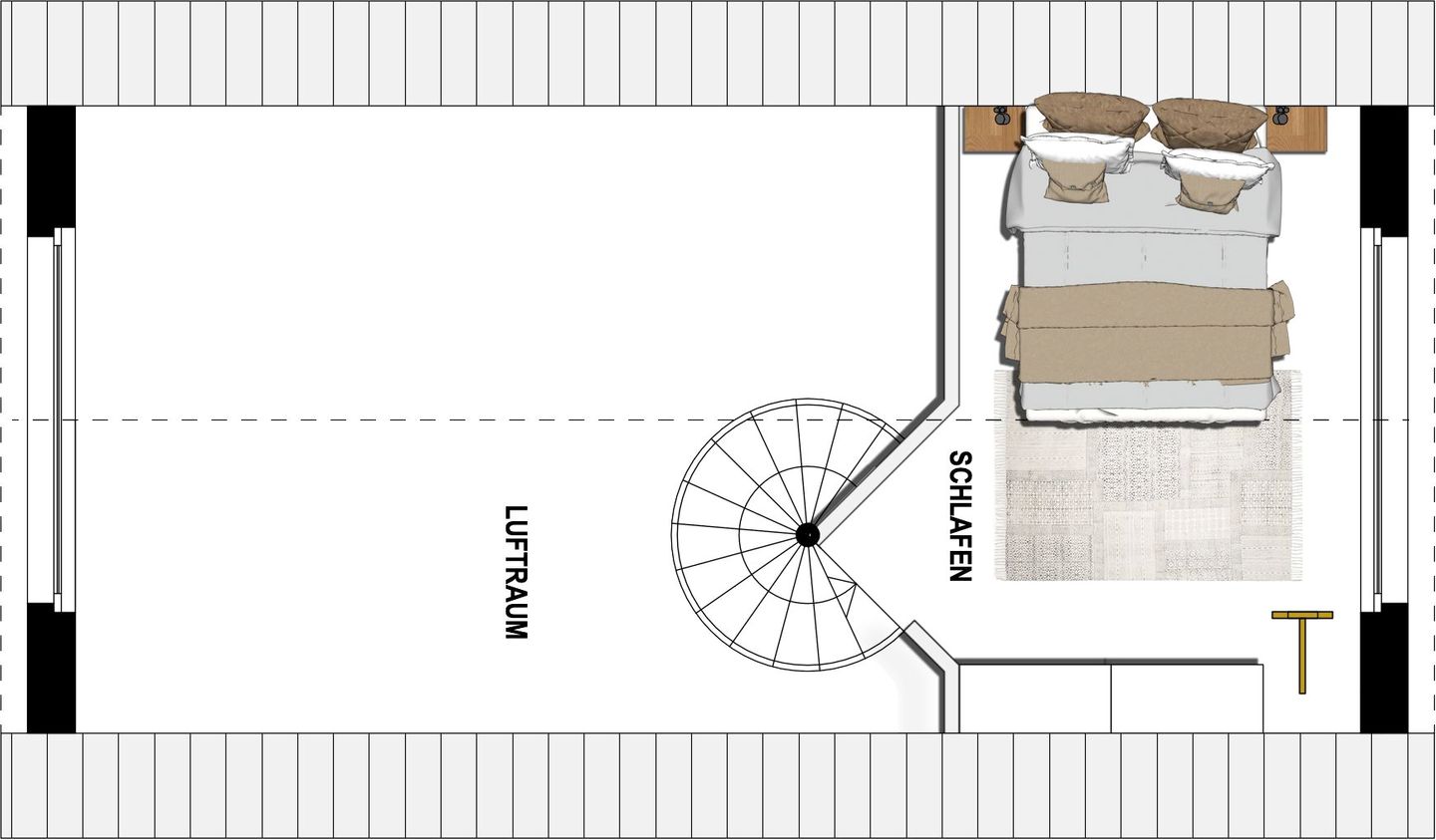 Kaiservillen Heringsdorf Ferienwohnung mit 1 Schlafzimmer, Balkon und Galerie (S2) Insel Usedom - Grundriss