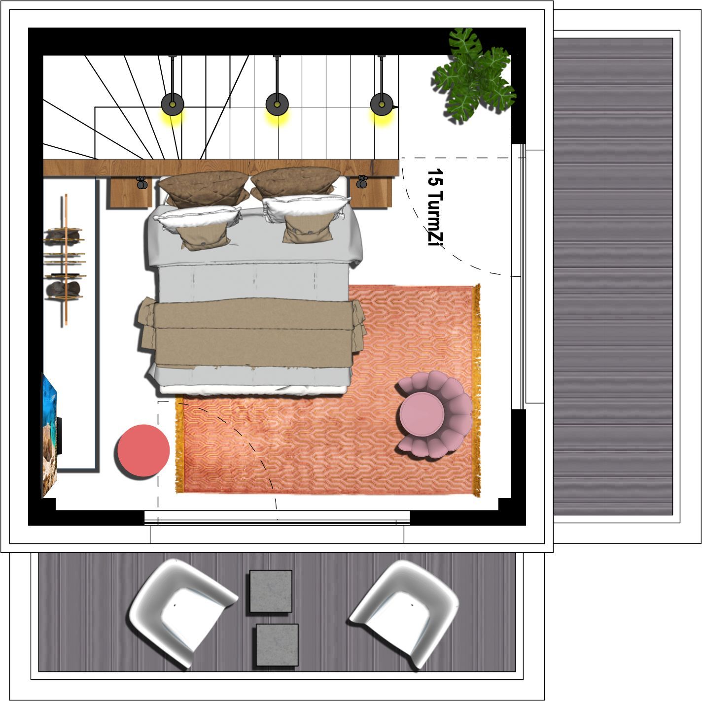 Kaiservillen Heringsdorf Ferienwohnung mit 1 Schlafzimmer und Balkon zur Seeseite (S15) Insel Usedom - Grundriss
