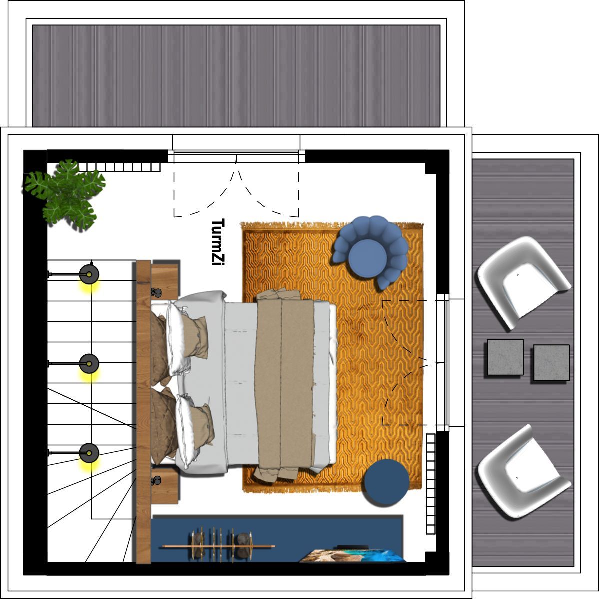 Kaiservillen Heringsdorf Ferienwohnung mit 2 Schlafzimmern und Terrasse (S17) Insel Usedom - Grundriss