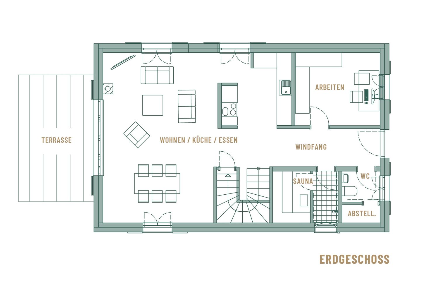 Luxus Reetdachvilla mit 3 Schlafzimmern, Sauna und Kamin (E17) - Grundriss