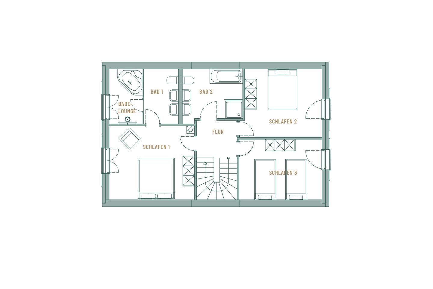 Luxus Reetdachvilla mit 3 Schlafzimmern, Sauna und Kamin (F22) - Grundriss