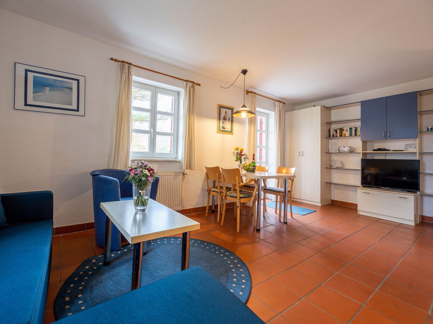 Feriendorf Rugana Komfort Ferienwohnung mit 1 Schlafzimmer und Terrasse (B55) Insel Rügen - Wohnzimmer