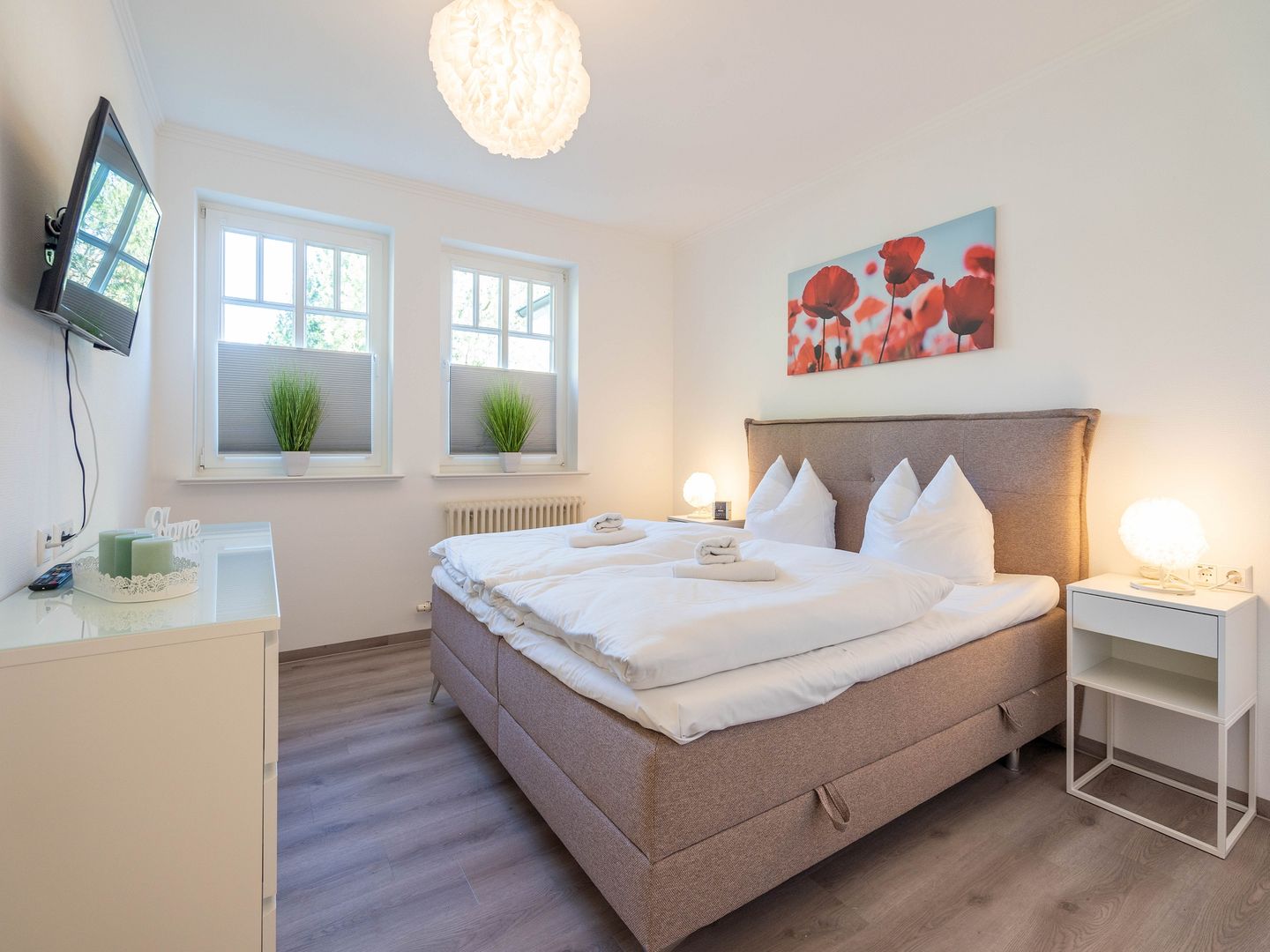 Dünenpark Binz Komfortplus Ferienwohnung mit 1 Schlafzimmer und Terrasse im Erdgeschoss (049) Insel Rügen - Schlafzimmer