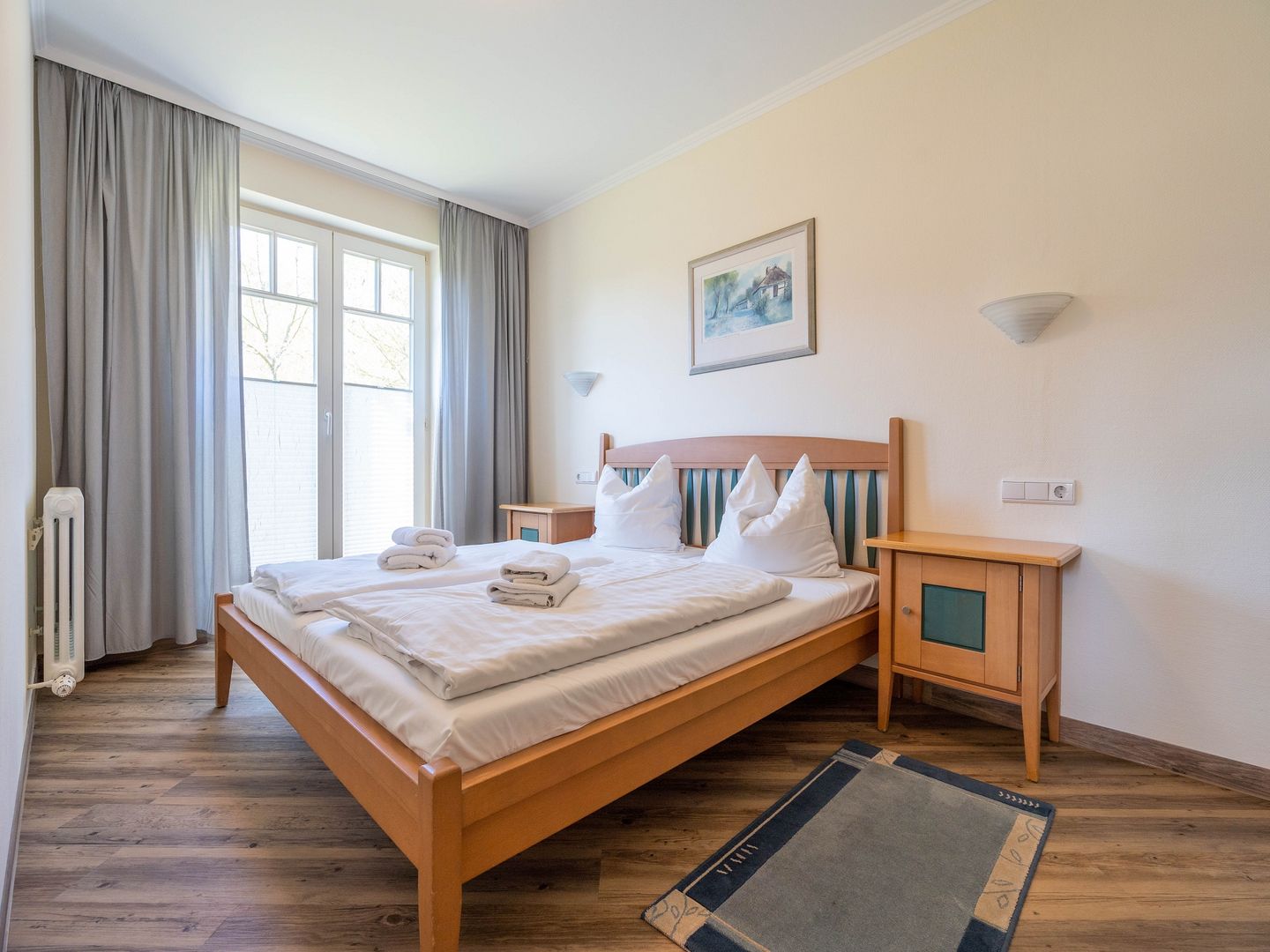 Dünenpark Binz Komfort Ferienwohnung mit 1 Schlafzimmer und Terrasse im Erdgeschoss (003) Insel Rügen - Schlafzimmer