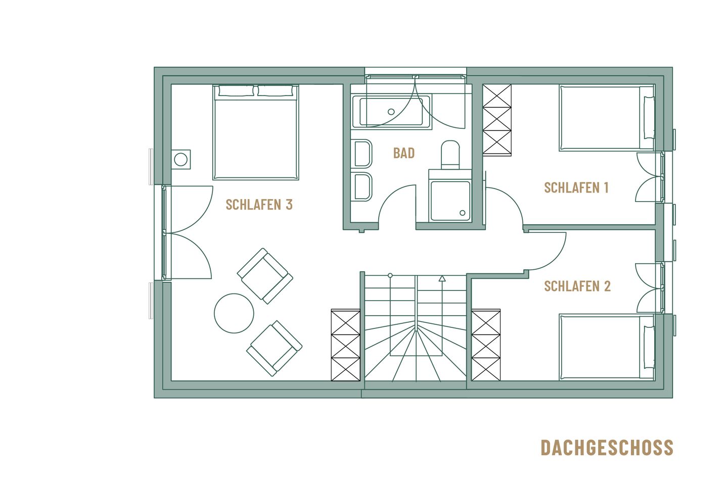 Premium Reetdachvilla mit 3 Schlafzimmern, Sauna und Kamin (H13) - Grundriss