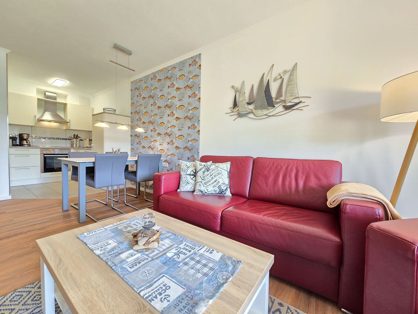 Dünenpark Binz Komfortplus Ferienwohnung mit 1 Schlafzimmer und Terrasse im Erdgeschoss (212) Insel Rügen - Wohnzimmer