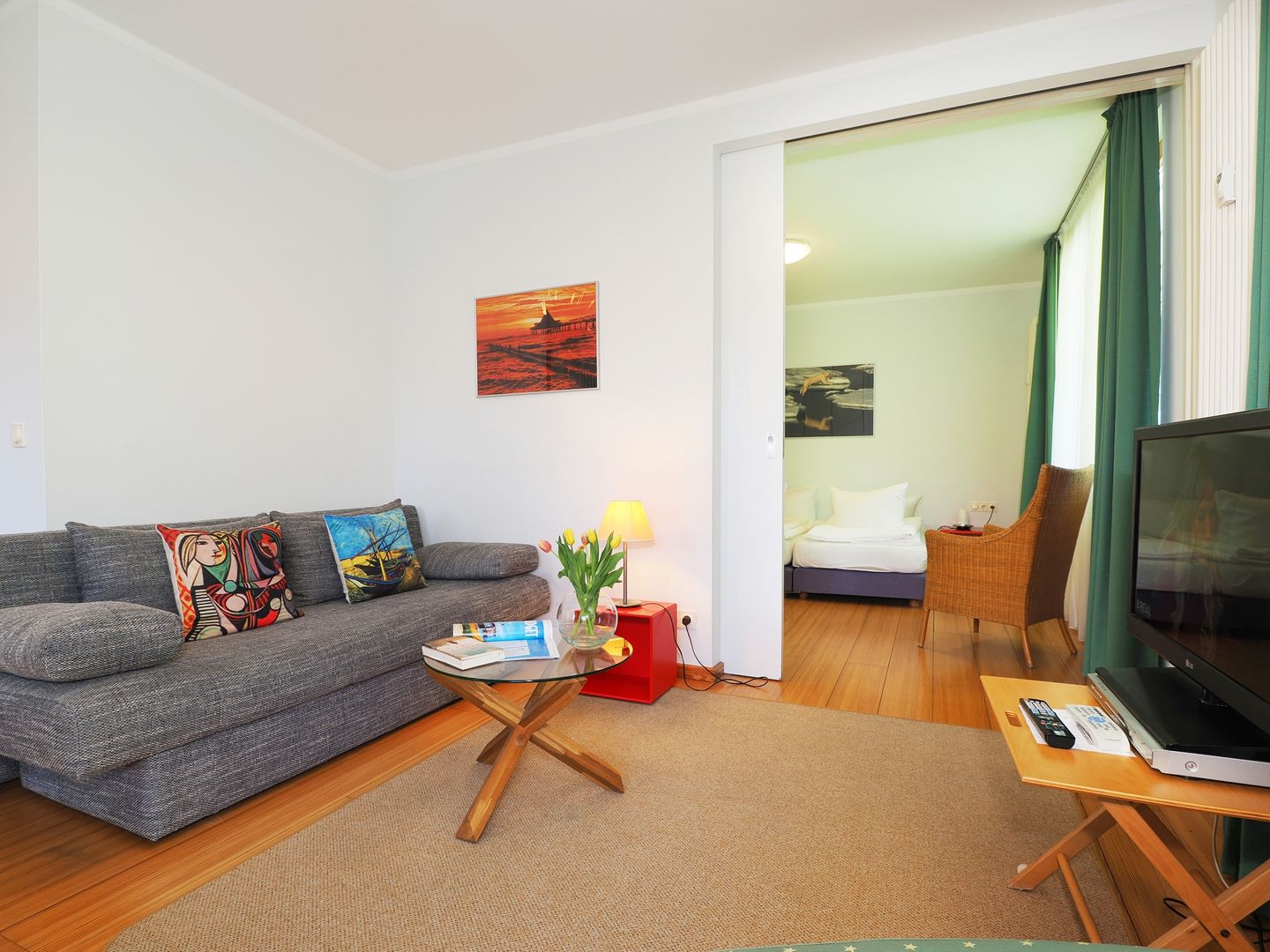 Kaiservillen Heringsdorf Ferienwohnung mit 1 Schlafzimmer und Balkon (D132) Insel Usedom - Wohnzimmer