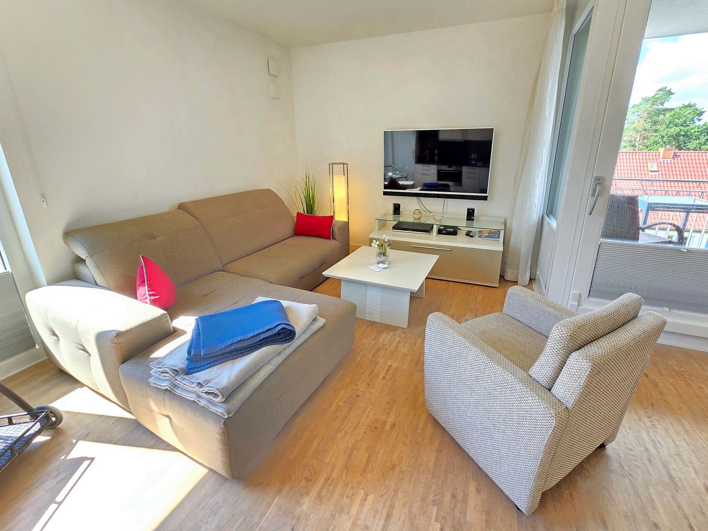 Strandvillen Binz Ferienwohnung mit 1 Schlafzimmer und Balkon (DR/422) Insel Rügen - Wohnzimmer