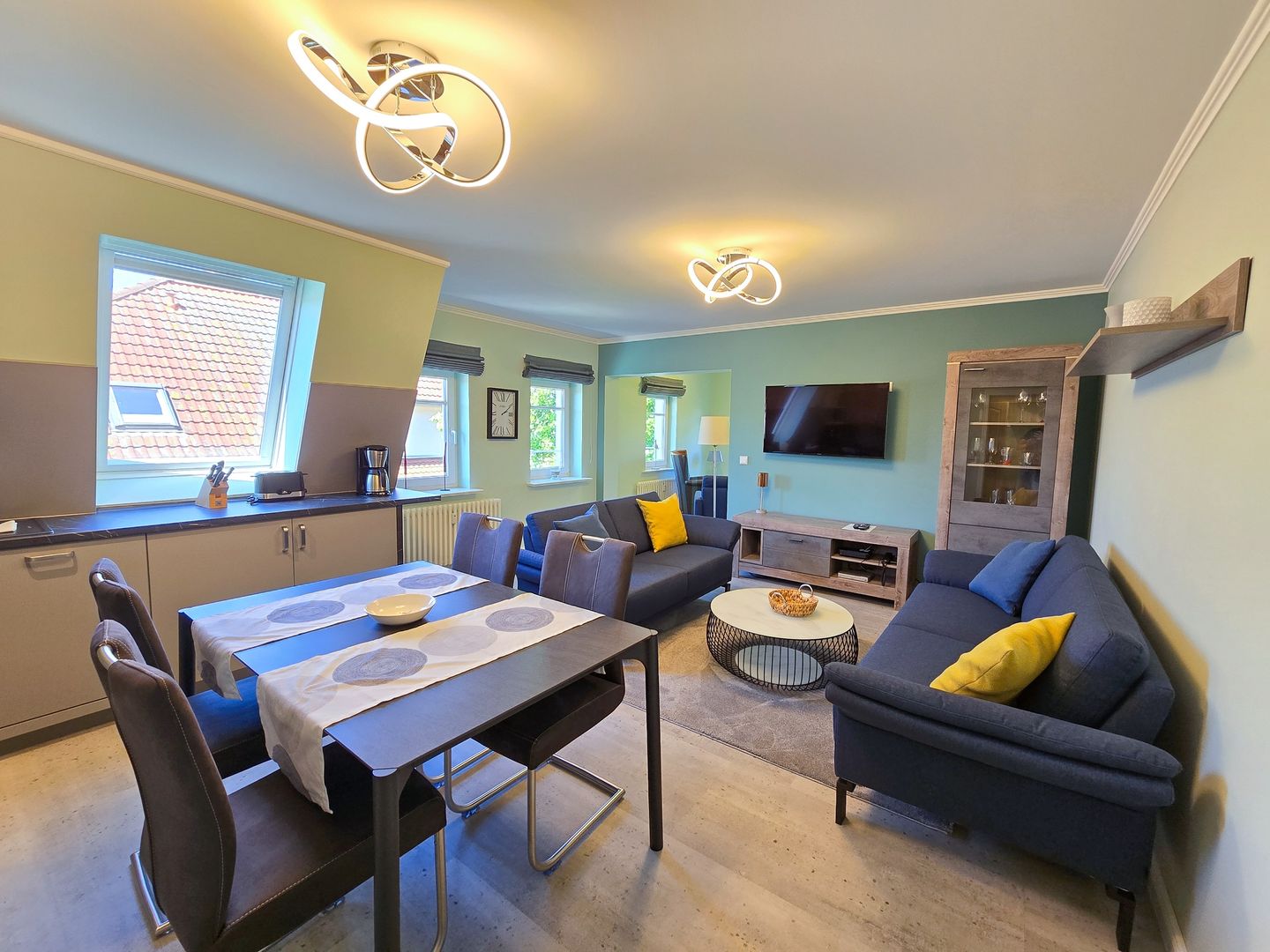 Strandvillen Binz Ferienwohnung mit Panoramablick, 2 Schlafzimmern und Balkon (SV/715) Insel Rügen - Wohnzimmer