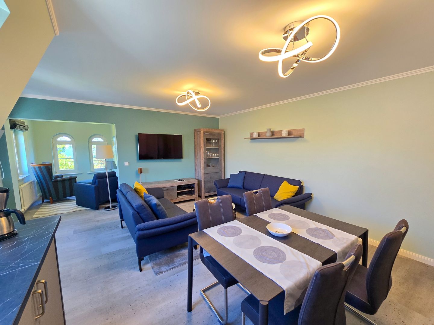 Strandvillen Binz Ferienwohnung mit Panoramablick, 2 Schlafzimmern und Balkon (SV/715) Insel Rügen - Wohnzimmer