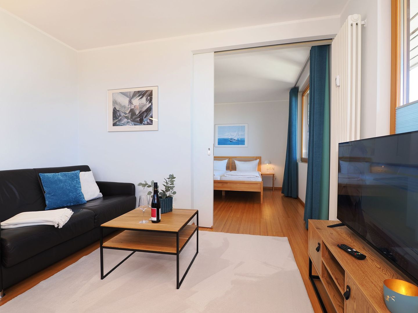 Kaiservillen Heringsdorf Ferienwohnung mit 1 Schlafzimmer und Balkon (D232) Insel Usedom - Wohnzimmer