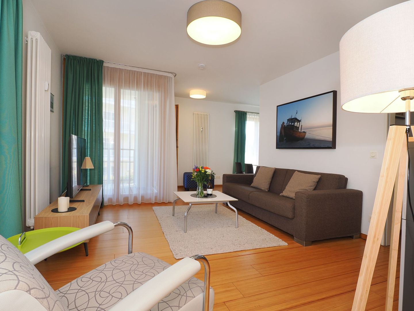 Kaiservillen Heringsdorf Ferienwohnung mit 1 Schlafzimmer und Balkon (D112) Insel Usedom - Wohnzimmer