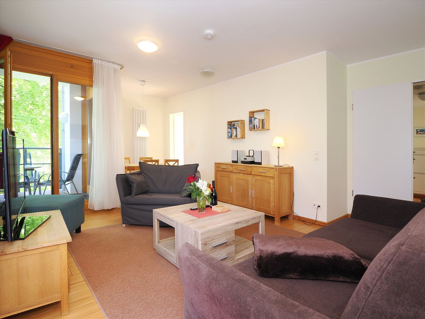 Kaiservillen Heringsdorf Ferienwohnung mit 1 Schlafzimmer und Balkon (D124) Insel Usedom - Wohnzimmer