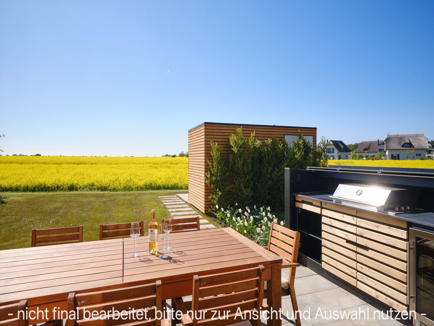 LuxusPlus Reetdachvilla mit 4 Schlafzimmern, Sauna und Kamin (G10) - Terrasse