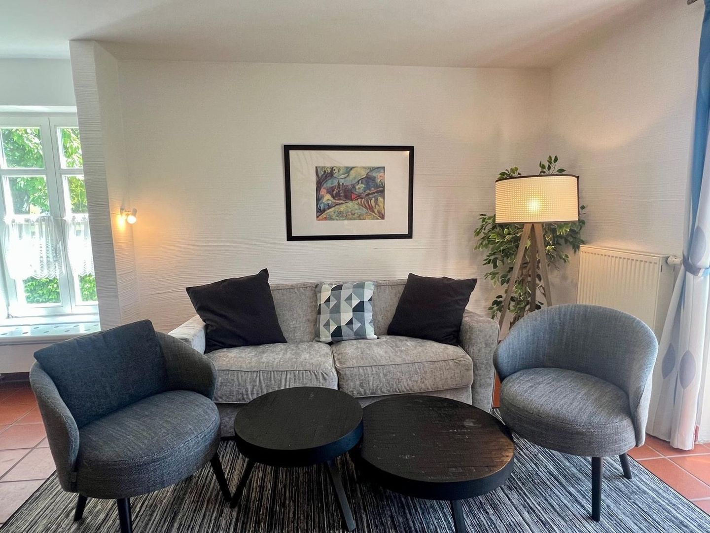 Feriendorf Rugana Komfort Ferienwohnung mit 2 Schlafzimmern und Terrasse (D19) Insel Rügen - Wohnzimmer