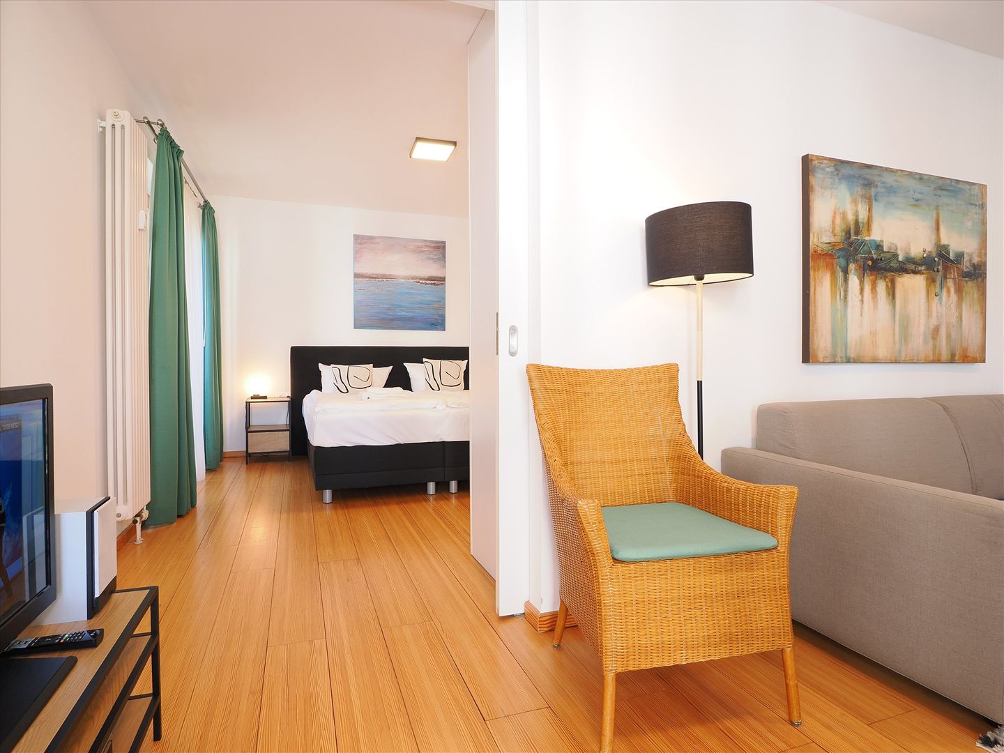 Kaiservillen Heringsdorf Ferienwohnung mit 1 Schlafzimmer und Balkon (D111) Insel Usedom - Wohnzimmer