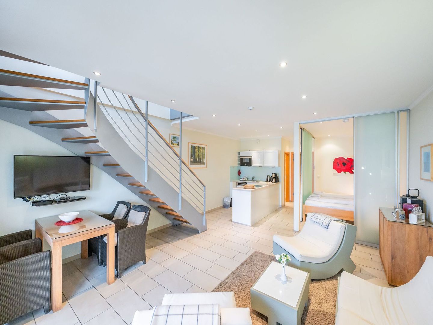 Strandvillen Binz Ferienwohnung mit Meerblick, 2 Schlafzimmern und Balkon (SV/768) Insel Rügen - Wohnzimmer