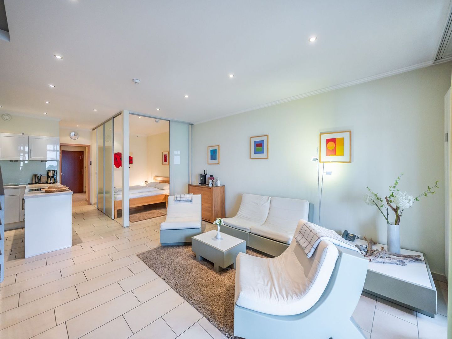 Strandvillen Binz Ferienwohnung mit Meerblick, 2 Schlafzimmern und Balkon (SV/768) Insel Rügen - Wohnzimmer