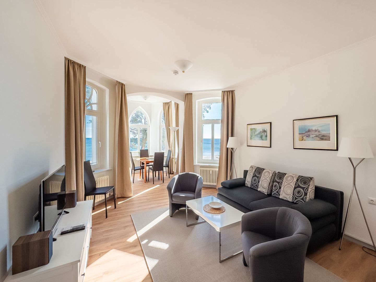 Strandvillen Binz Ferienwohnung mit Meerblick und 1 Schlafzimmer (SV/706) Insel Rügen - Wohnzimmer