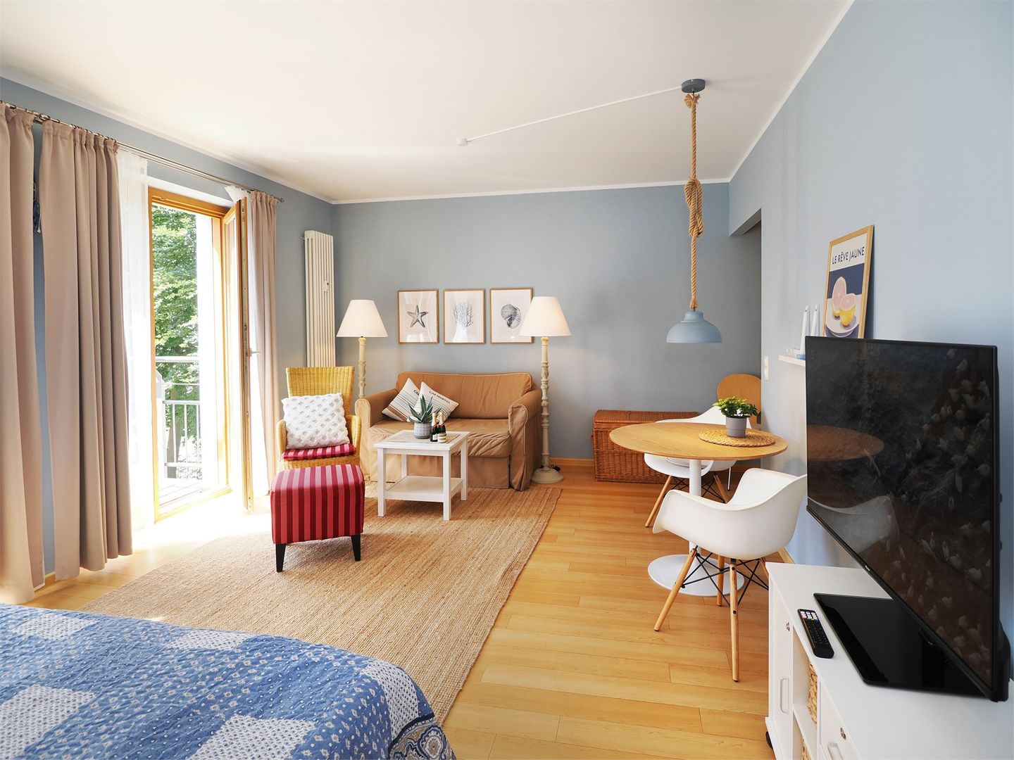 Kaiservillen Heringsdorf 1-Raum-Ferienwohnung mit Balkon (D123) Insel Usedom - Wohnzimmer
