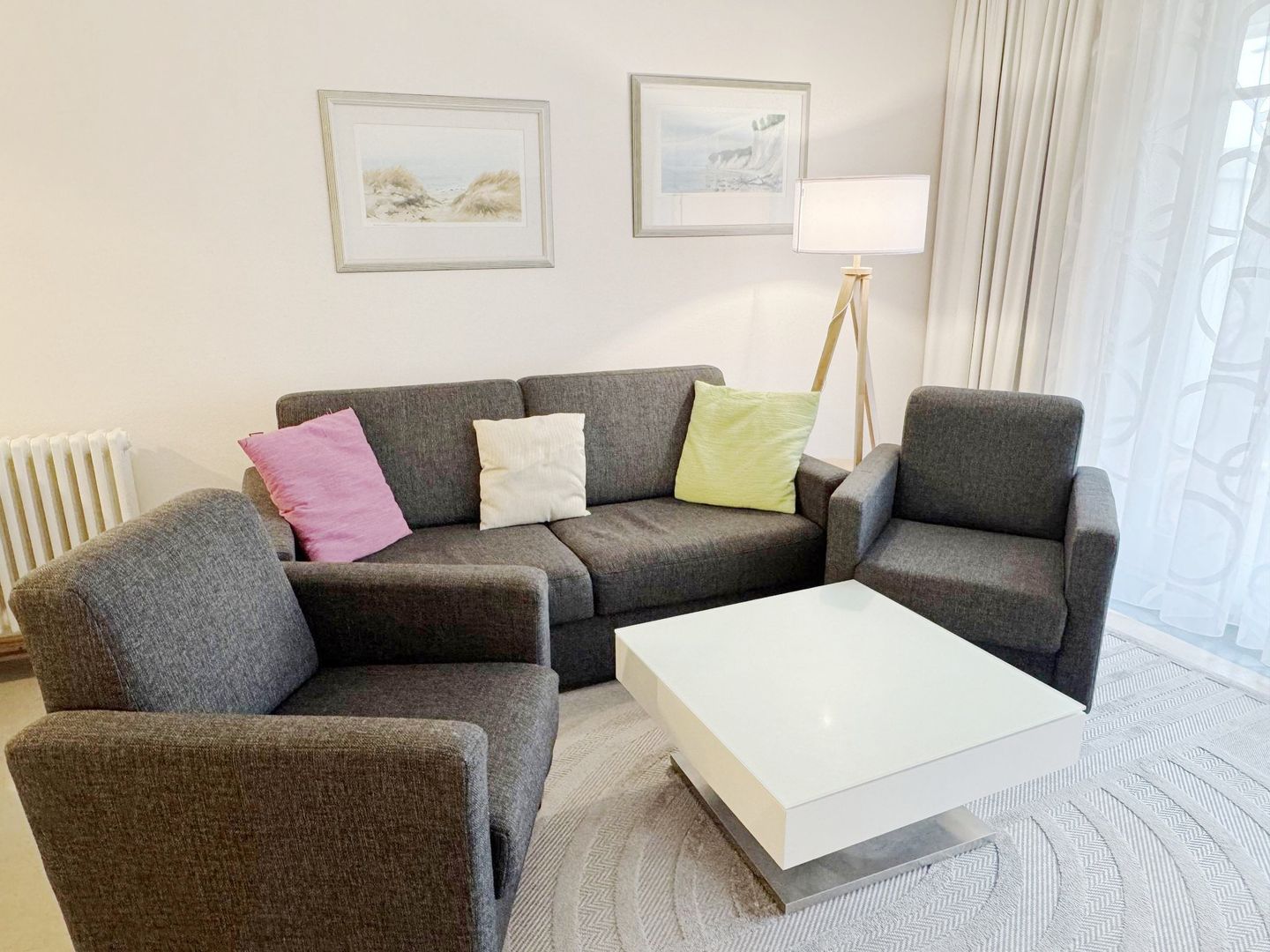 Dünenpark Binz Komfort Ferienwohnung mit 2 Schlafzimmern und Terrasse im Erdgeschoss (163) Insel Rügen - Wohnzimmer