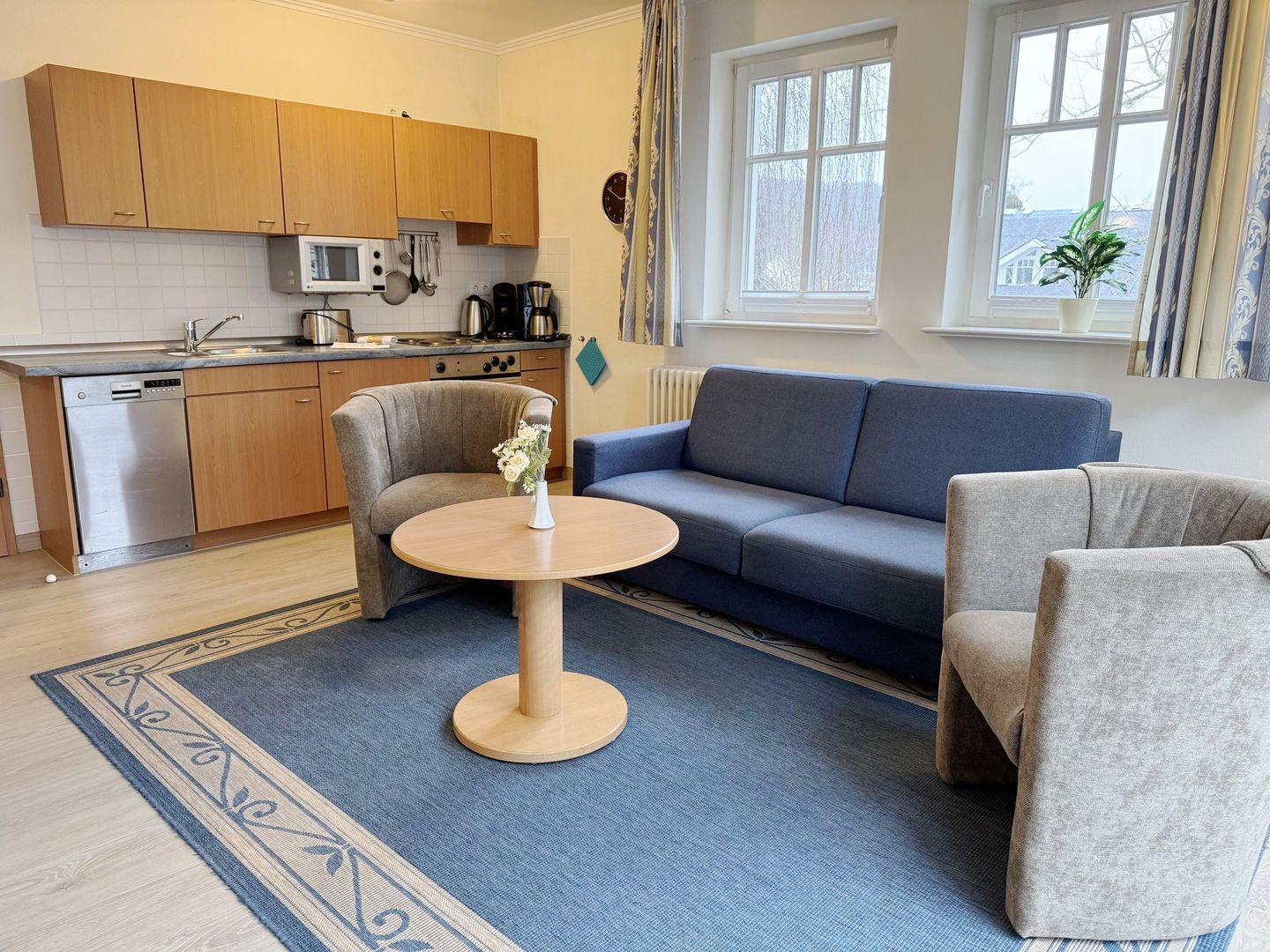 Dünenpark Binz Komfort Ferienwohnung mit 2 Schlafzimmern und Balkon im Dachgeschoss (260) Insel Rügen - Küche / Küchenzeile