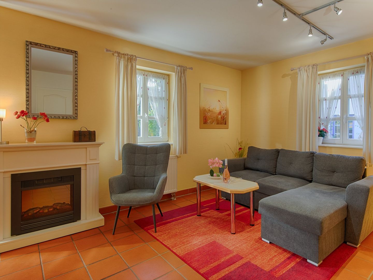 Feriendorf Rugana Klassik Ferienwohnung mit 1 Schlafzimmer und Terrasse (A43) Insel Rügen - Wohnzimmer