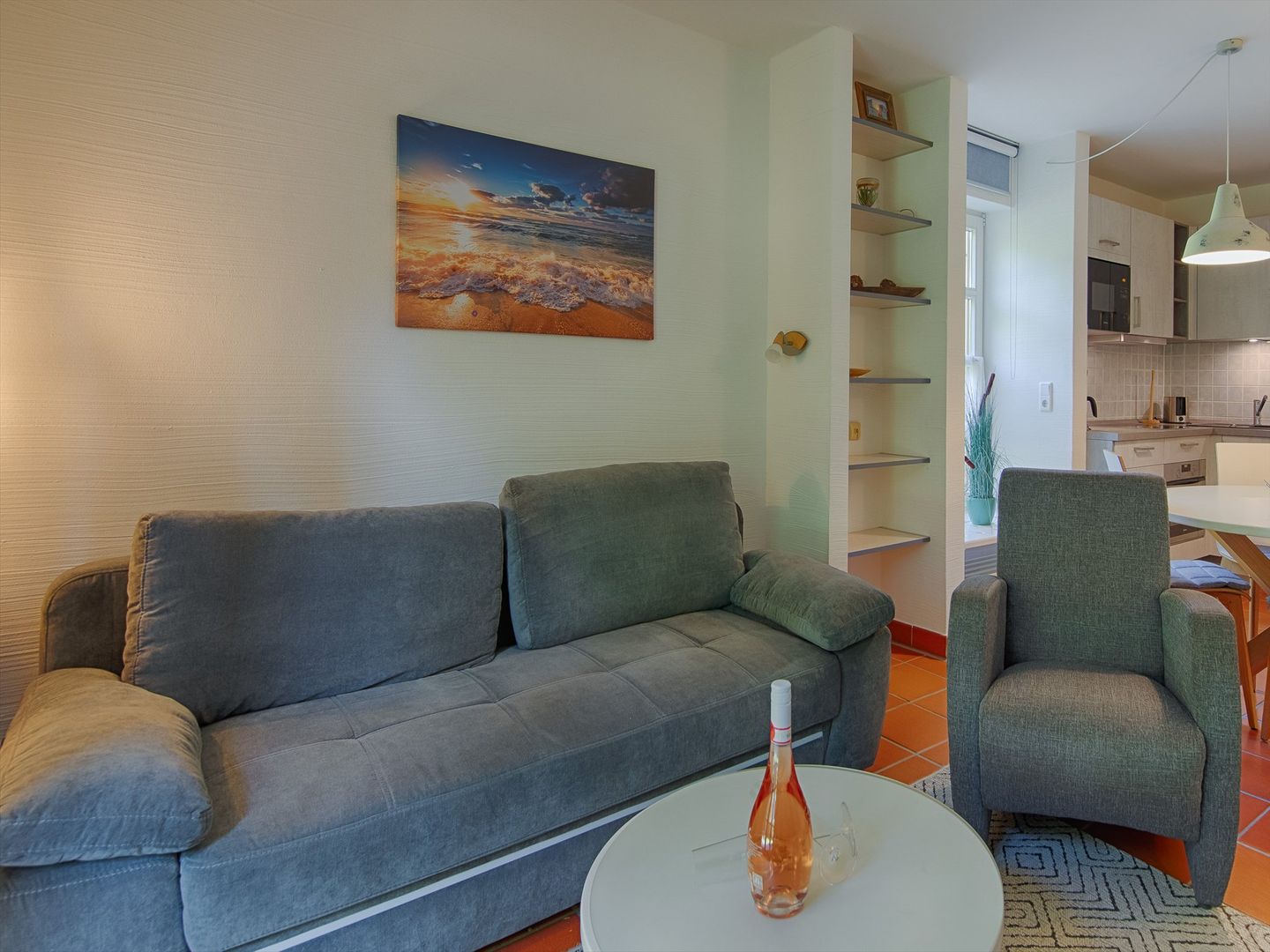 Feriendorf Rugana Komfortplus Ferienwohnung mit 1 Schlafzimmer und Terrasse (B47) Insel Rügen - Wohnzimmer