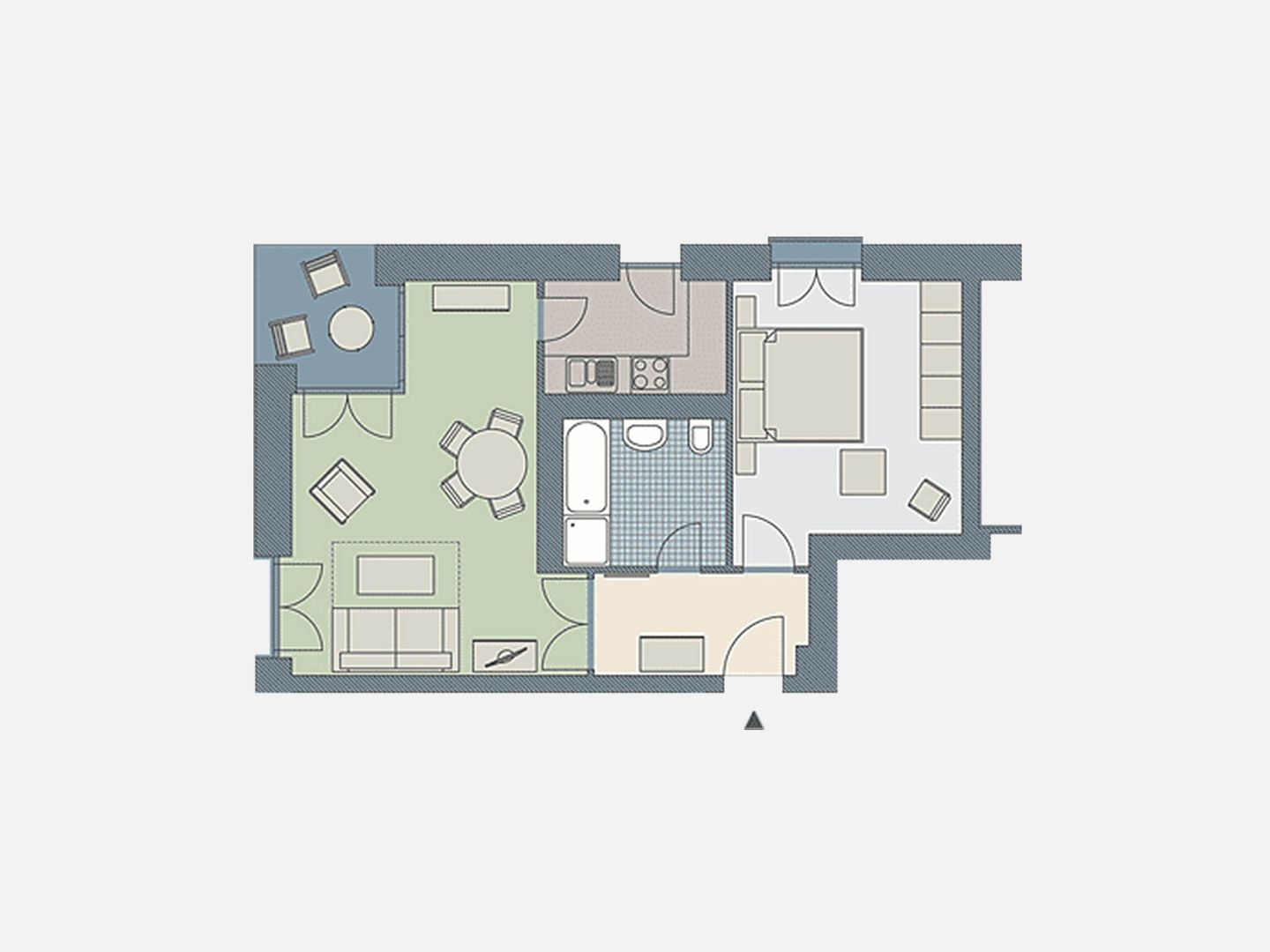 Kaiservillen Heringsdorf Ferienwohnung mit 1 Schlafzimmer und Terrasse (D104) Insel Usedom - Grundriss