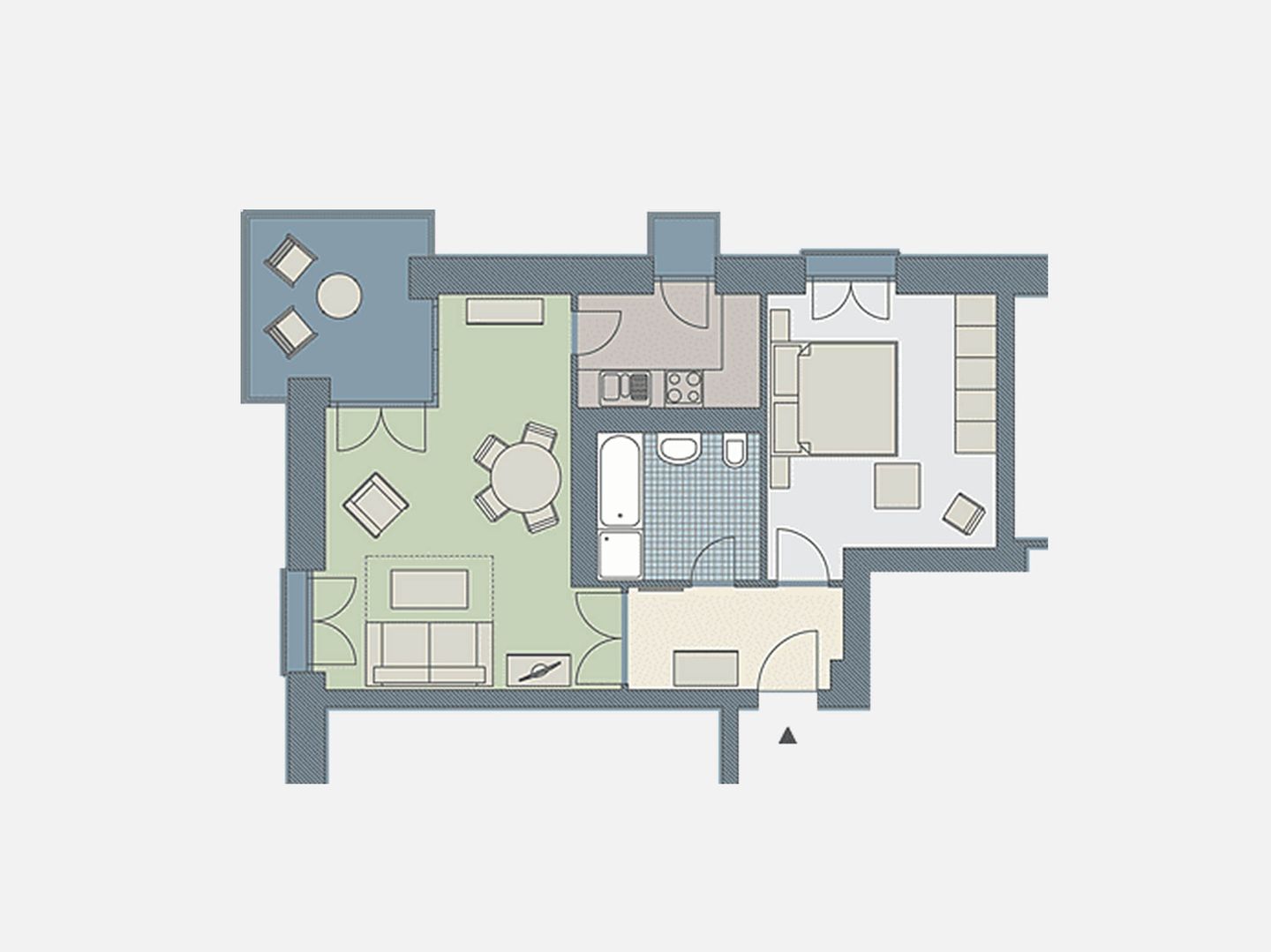 Kaiservillen Heringsdorf Ferienwohnung mit 1 Schlafzimmer und Balkon (D114) Insel Usedom - Grundriss