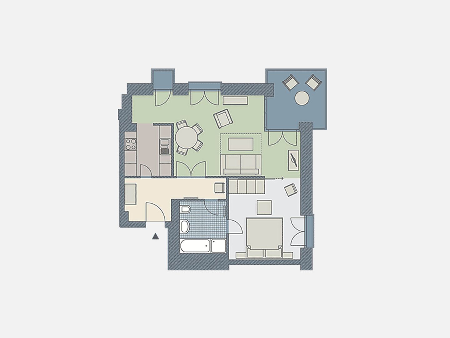 Kaiservillen Heringsdorf Ferienwohnung mit 1 Schlafzimmer und Balkon (D121) Insel Usedom - Grundriss