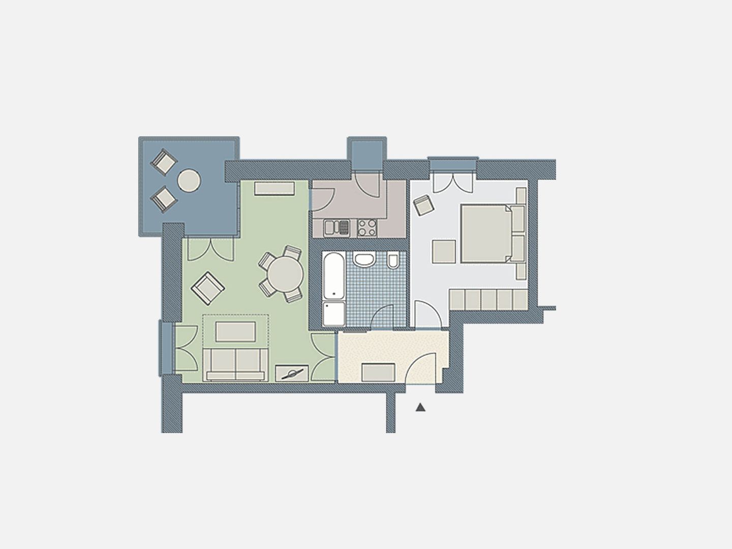 Kaiservillen Heringsdorf Ferienwohnung mit 1 Schlafzimmer und Balkon (D124) Insel Usedom - Grundriss