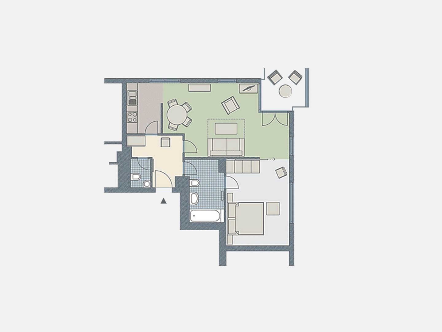 Kaiservillen Heringsdorf Ferienwohnung mit 1 Schlafzimmer und Balkon (D133) Insel Usedom - Grundriss