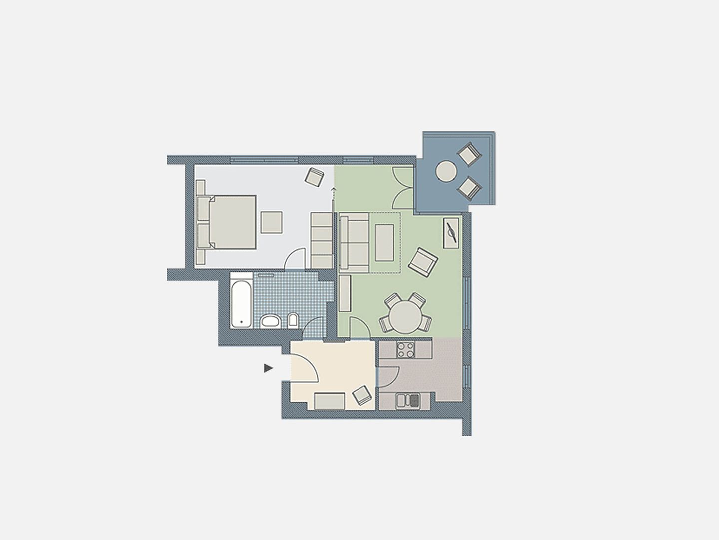 Kaiservillen Heringsdorf Ferienwohnung mit 1 Schlafzimmer und Balkon (D134) Insel Usedom - Grundriss