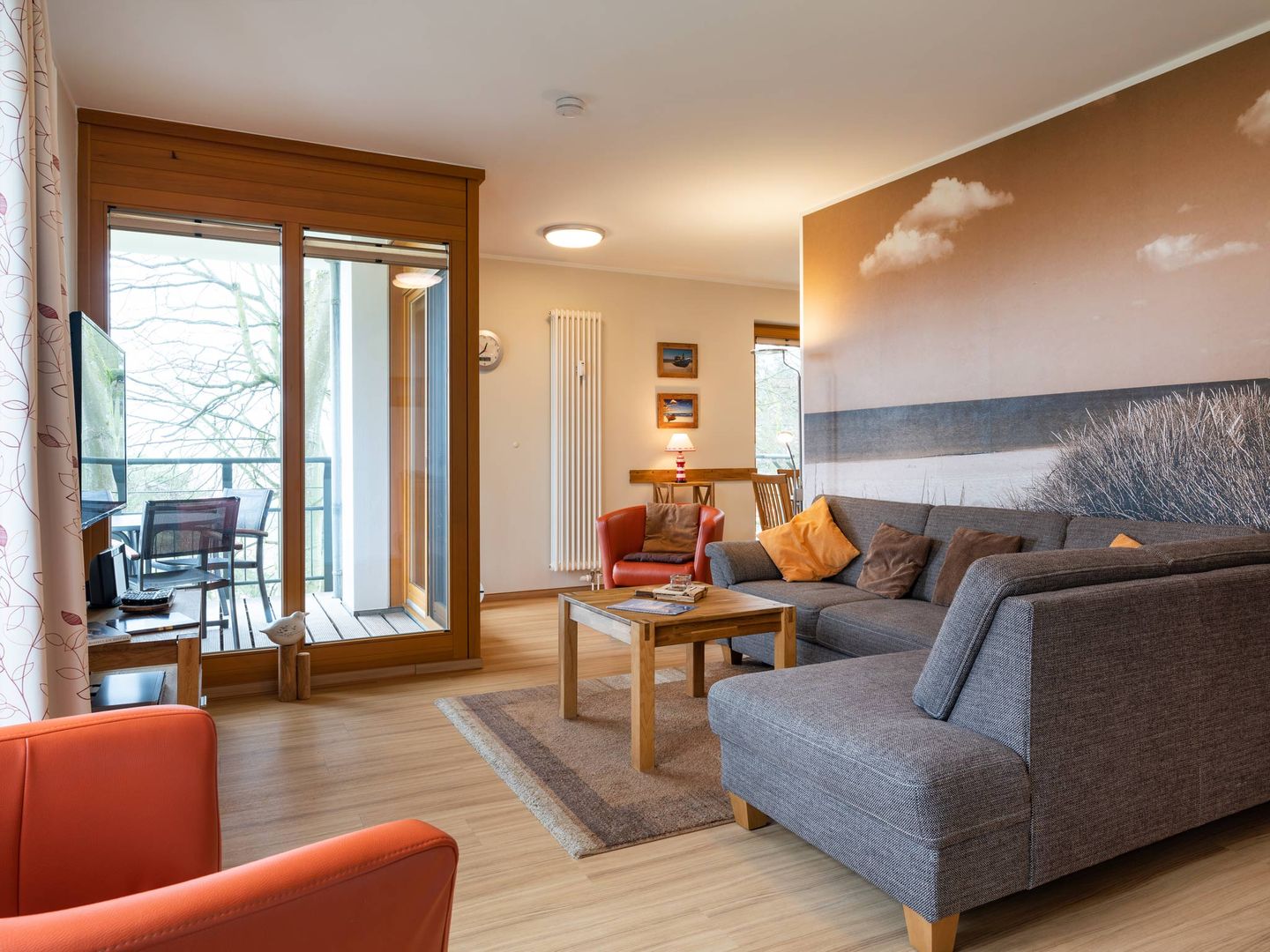 Kaiservillen Heringsdorf Ferienwohnung mit 2 Schlafzimmern und Balkon (D212) Insel Usedom - Wohnzimmer