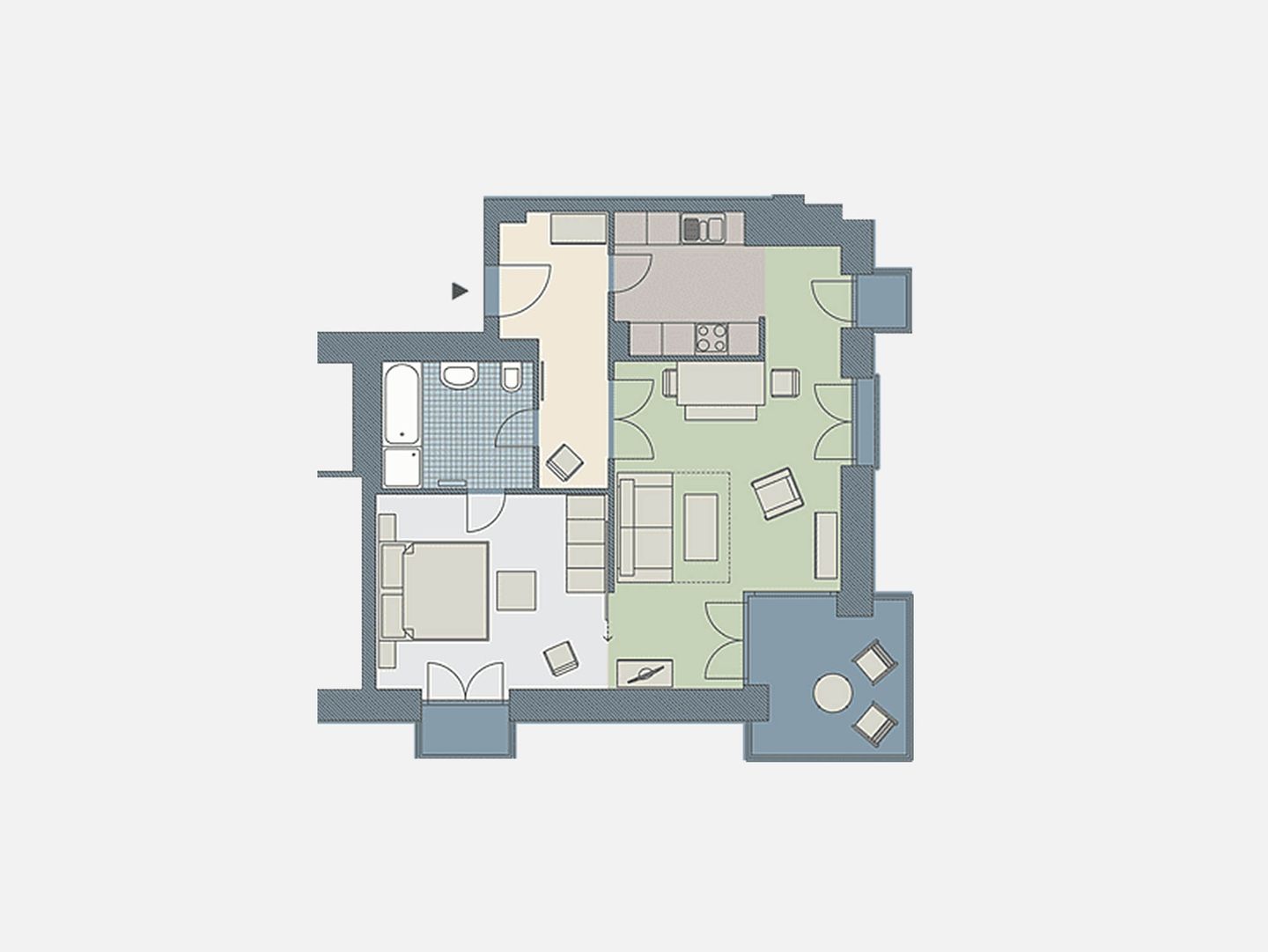 Kaiservillen Heringsdorf Ferienwohnung mit 1 Schlafzimmer und Balkon (D221) Insel Usedom - Grundriss