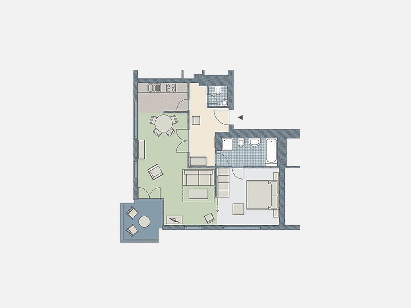 Kaiservillen Heringsdorf Ferienwohnung mit 1 Schlafzimmer und Balkon (D232) Insel Usedom - Grundriss