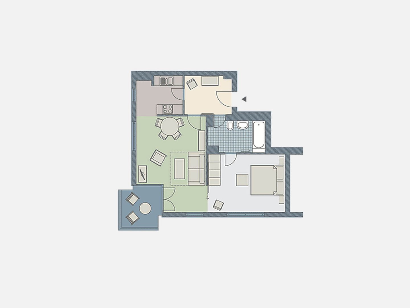 Kaiservillen Heringsdorf Ferienwohnung mit 1 Schlafzimmer und Balkon (D234) Insel Usedom - Grundriss