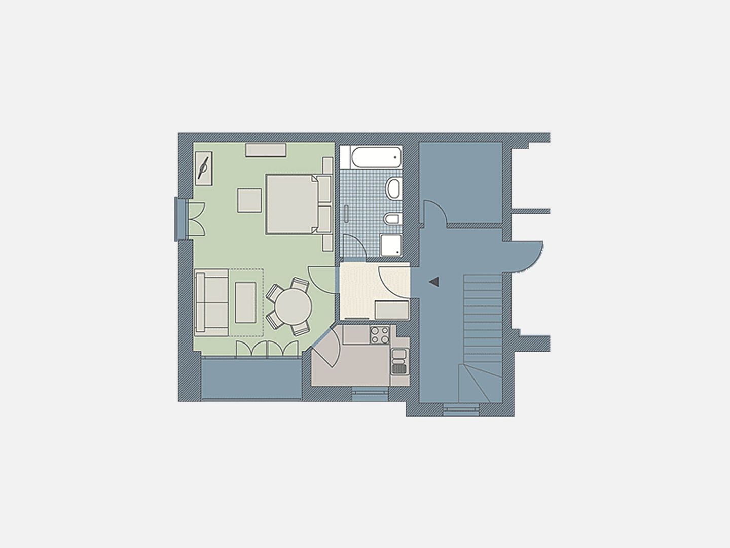 Kaiservillen Heringsdorf 1-Raum-Ferienwohnung mit Balkon (DR3) Insel Usedom - Grundriss