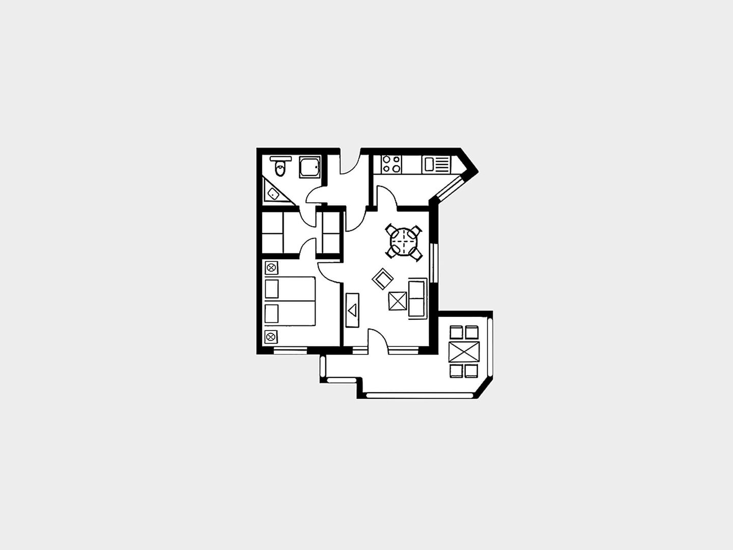 Strandvillen Binz Ferienwohnung mit 1 Schlafzimmer und Balkon (AH/562) Insel Rügen - Grundriss