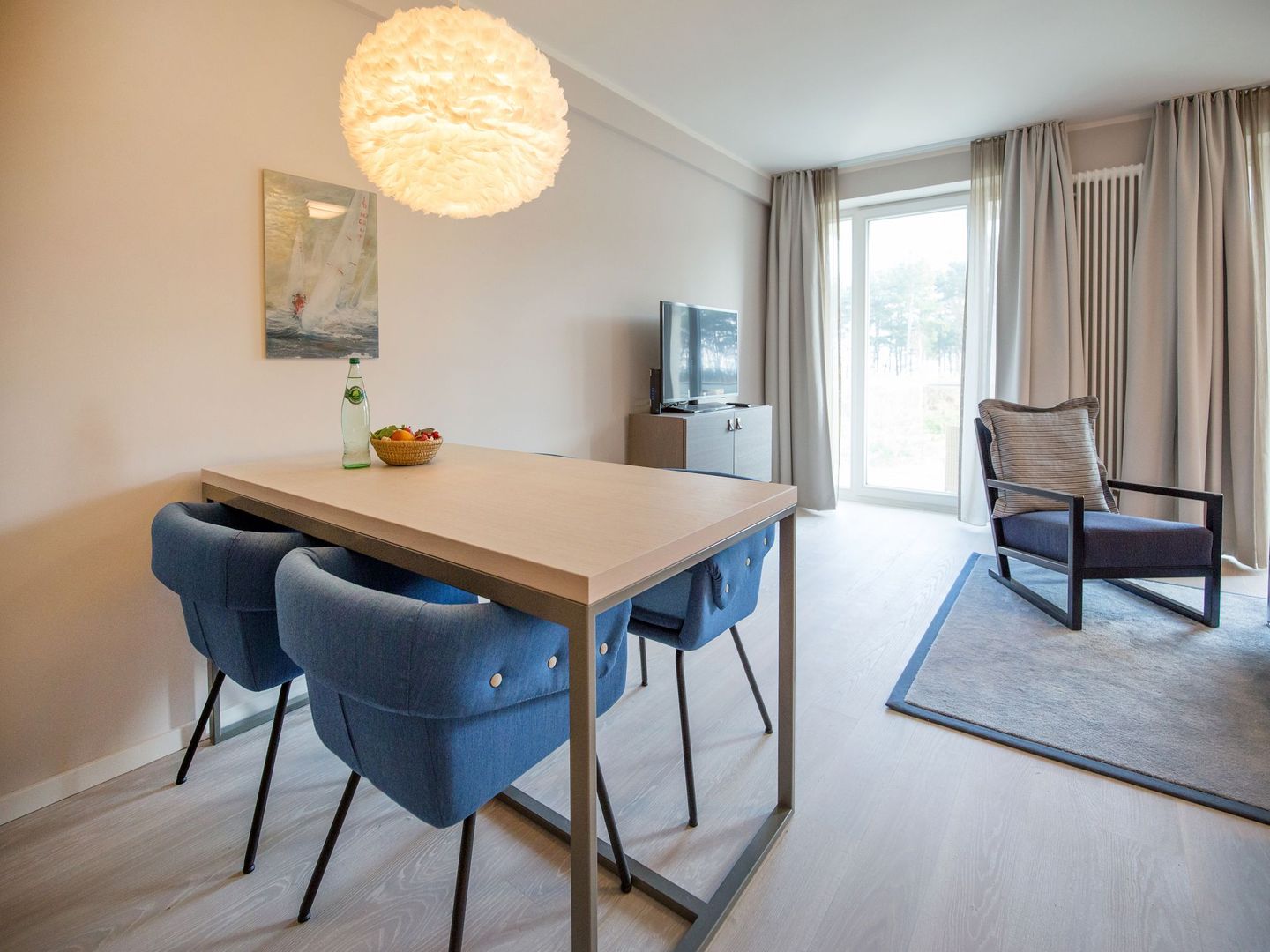 Dünenresidenz Prora Ferienwohnung mit Meerblick, 2 Schlafzimmern und Balkon (NP/115) Insel Rügen - Wohnzimmer