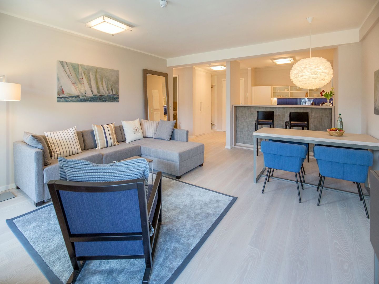 Dünenresidenz Prora Ferienwohnung mit Meerblick, 2 Schlafzimmern und Balkon (NP/115) Insel Rügen - Wohnzimmer