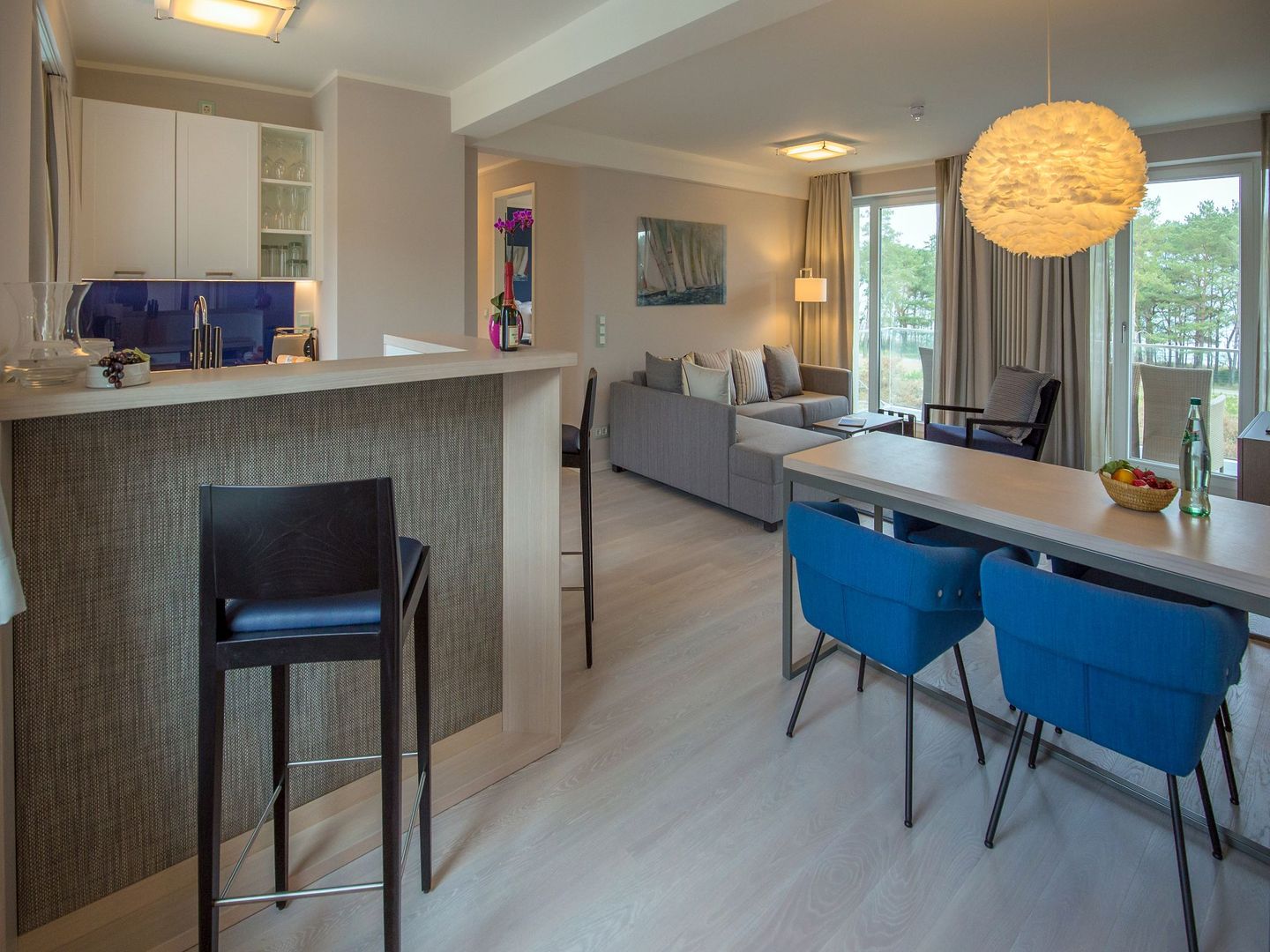 Dünenresidenz Prora Ferienwohnung mit Meerblick, 2 Schlafzimmern und Balkon (NP/307) Insel Rügen - Küche / Küchenzeile