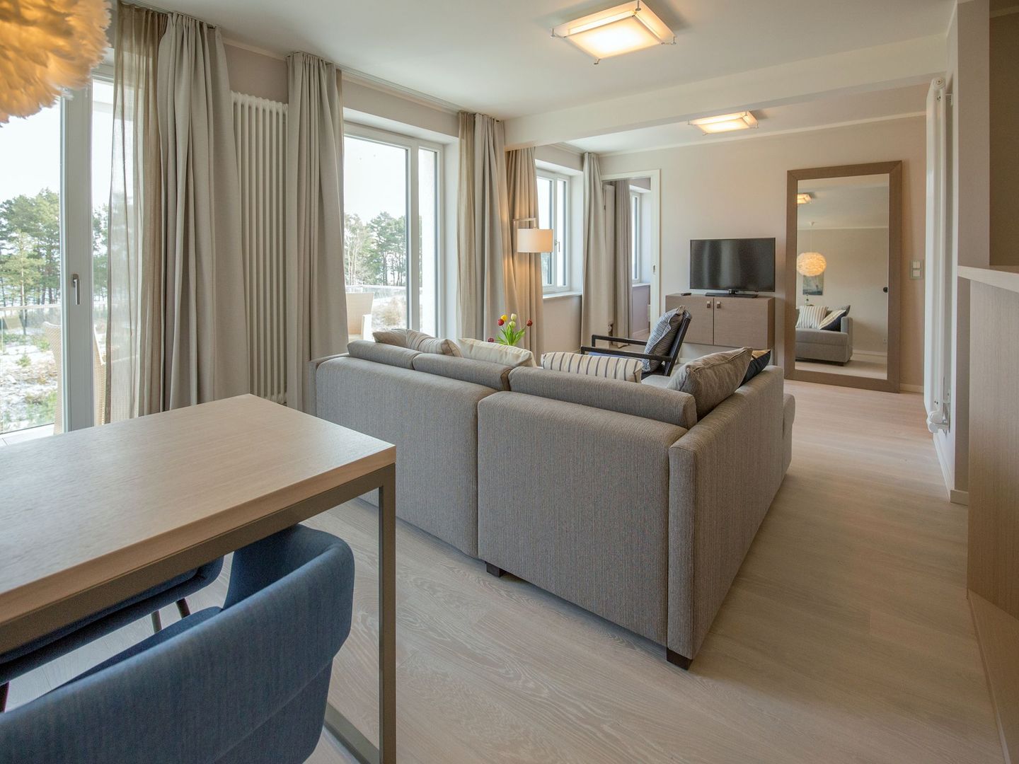 Dünenresidenz Prora Ferienwohnung mit Meerblick, 1 Schlafzimmer und Balkon (NP/308) Insel Rügen - Wohnzimmer