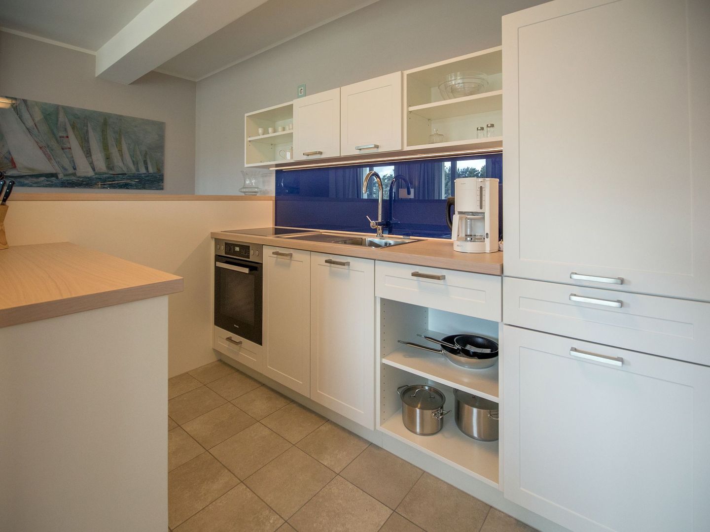 Dünenresidenz Prora Ferienwohnung mit Meerblick, 1 Schlafzimmer und Balkon (NP/308) Insel Rügen - Küche / Küchenzeile