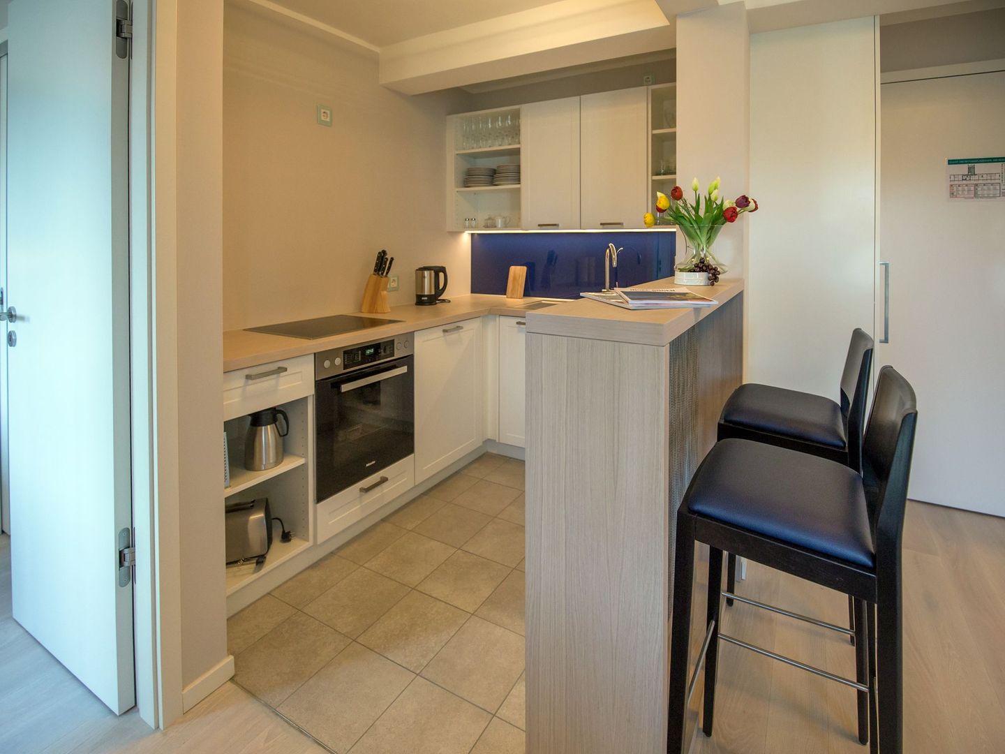 Dünenresidenz Prora Ferienwohnung mit Meerblick, 1 Schlafzimmer und Balkon (NP/310) Insel Rügen - Küche / Küchenzeile