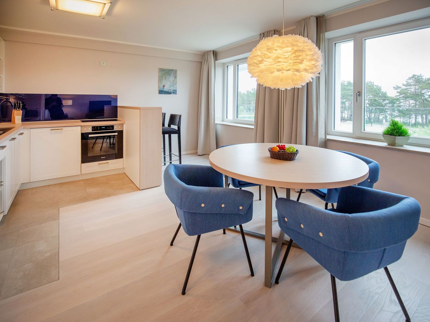 Dünenresidenz Prora Ferienwohnung mit Meerblick, 1 Schlafzimmer und Balkon (NP/322) Insel Rügen - Küche / Küchenzeile