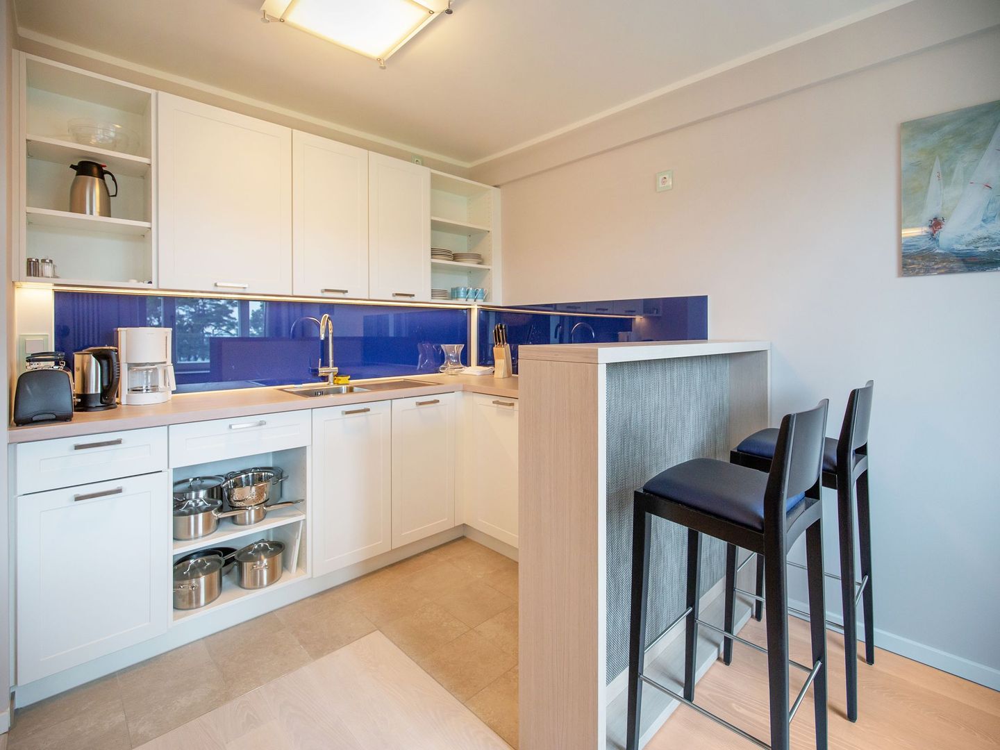 Dünenresidenz Prora Ferienwohnung mit Meerblick, 1 Schlafzimmer und Balkon (NP/322) Insel Rügen - Küche / Küchenzeile