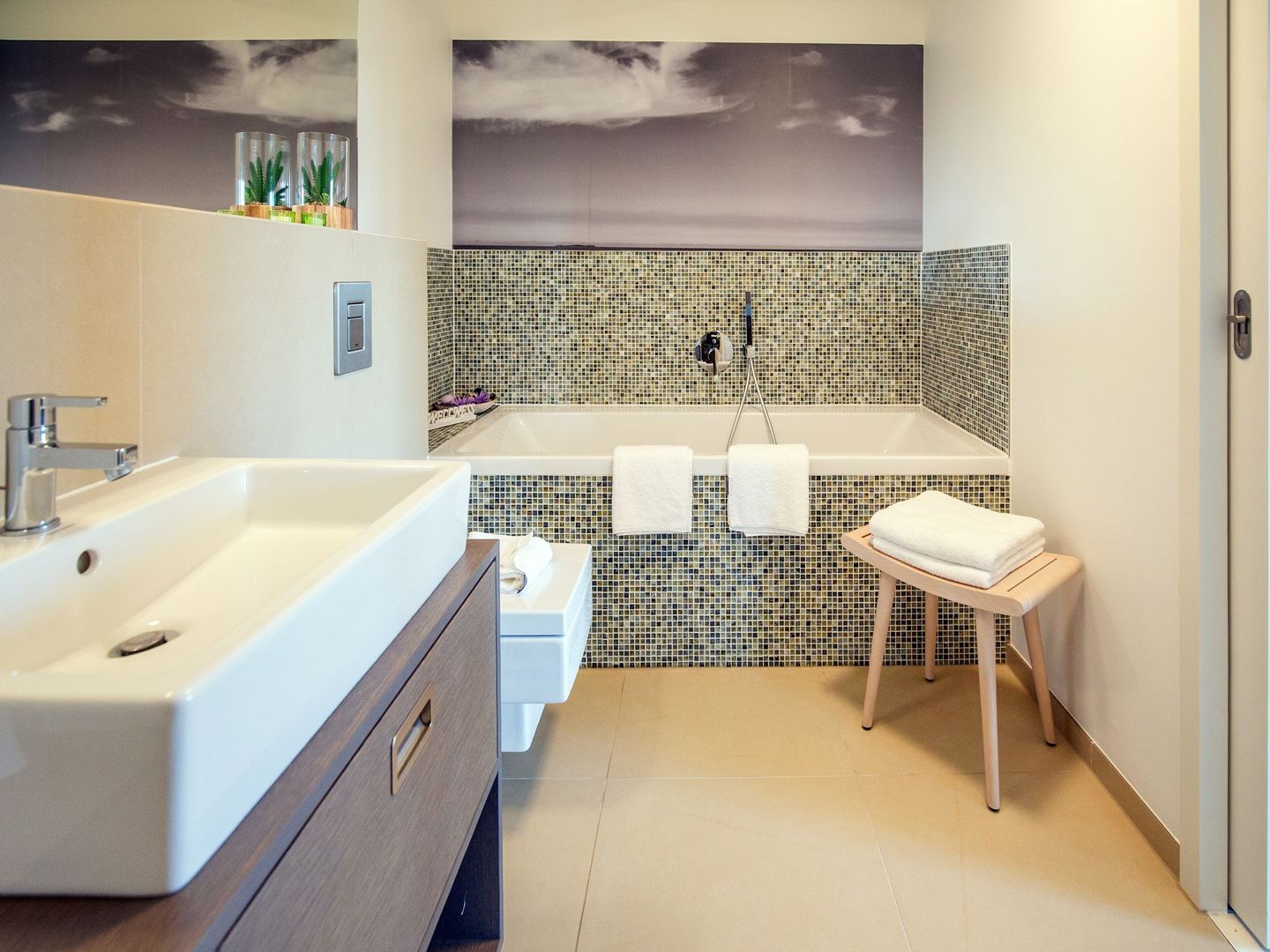 Dünenresidenz Prora Ferienwohnung mit Meerblick, 2 Schlafzimmern, Sauna und Balkon (NP/404) Insel Rügen - Badezimmer