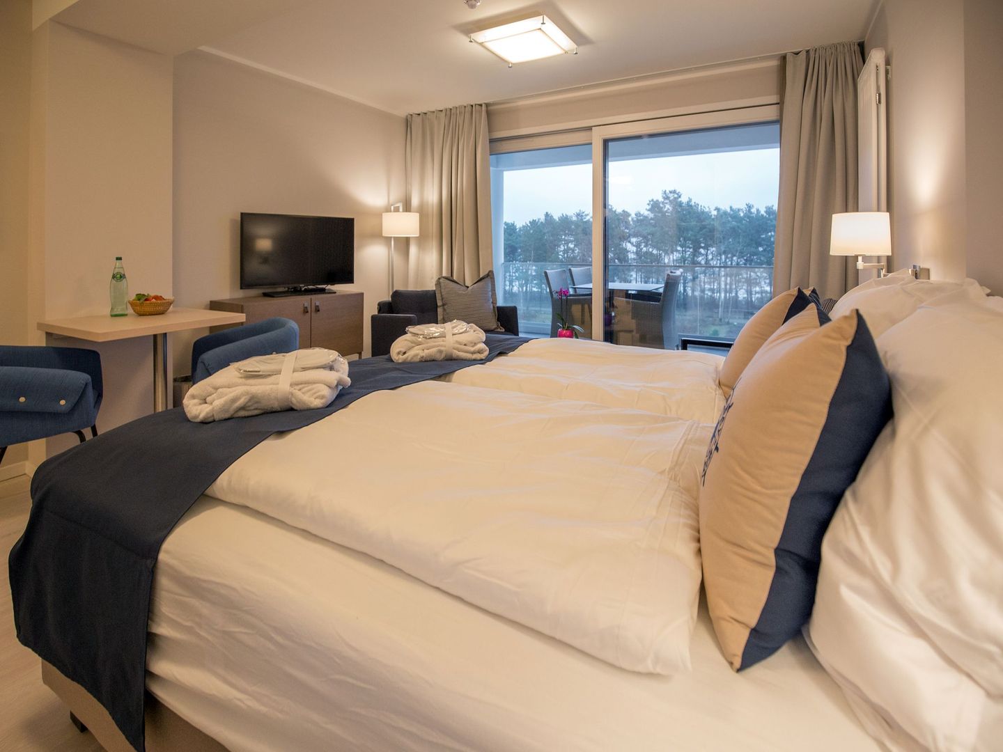 Dünenresidenz Prora 1-Raum-Ferienwohnung mit Meerblick, 1 Schlafzimmer und Balkon (NP/416) Insel Rügen - Schlafzimmer